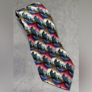 J Jerry Garcia 100% Silk Necktie Tie Dawn At The Ritz Carlton Blue Green Red USA